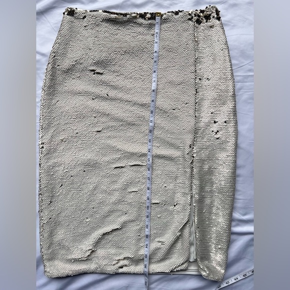 Chelsea & Violet Cream and Gold Flip Sequin Midi Skirt 10 - Picture 12 of 14